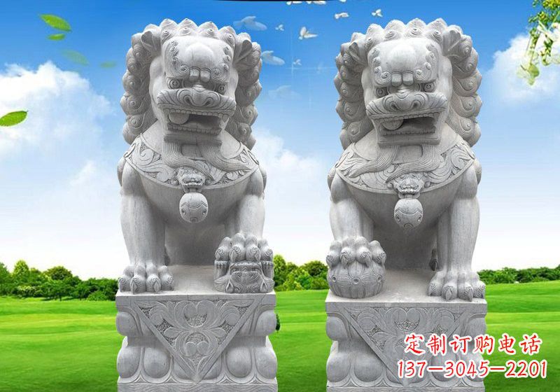 聊城风采傲人的狮子石雕