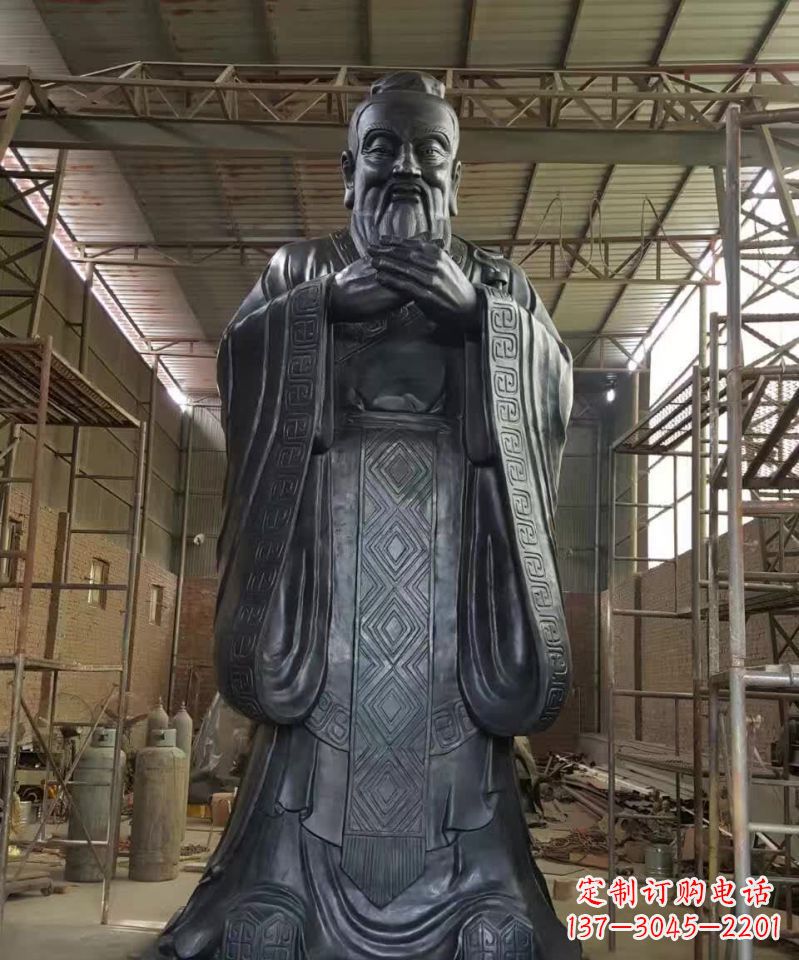 聊城孔子铜雕塑 (2)