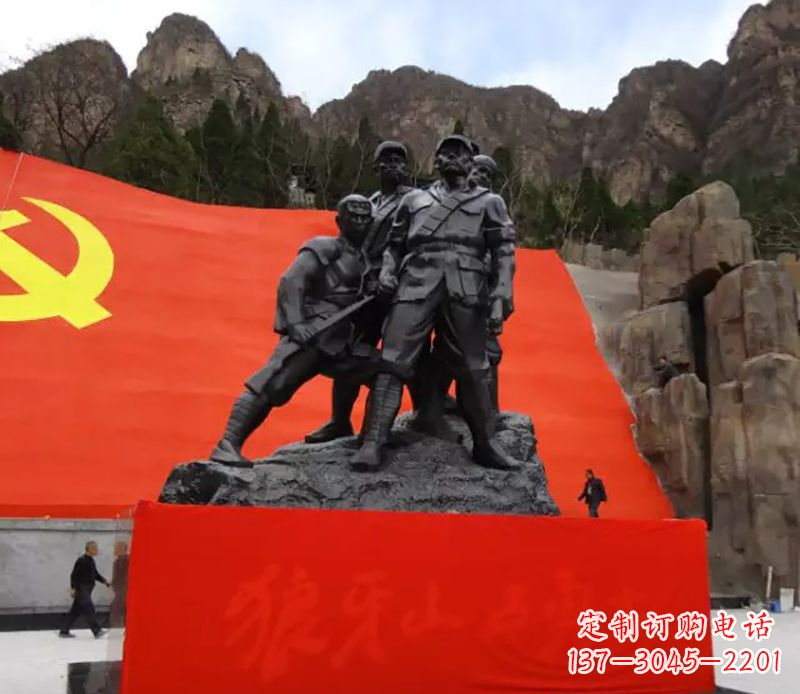 聊城狼牙山五壮士烈士铜雕,永载革命先烈光辉