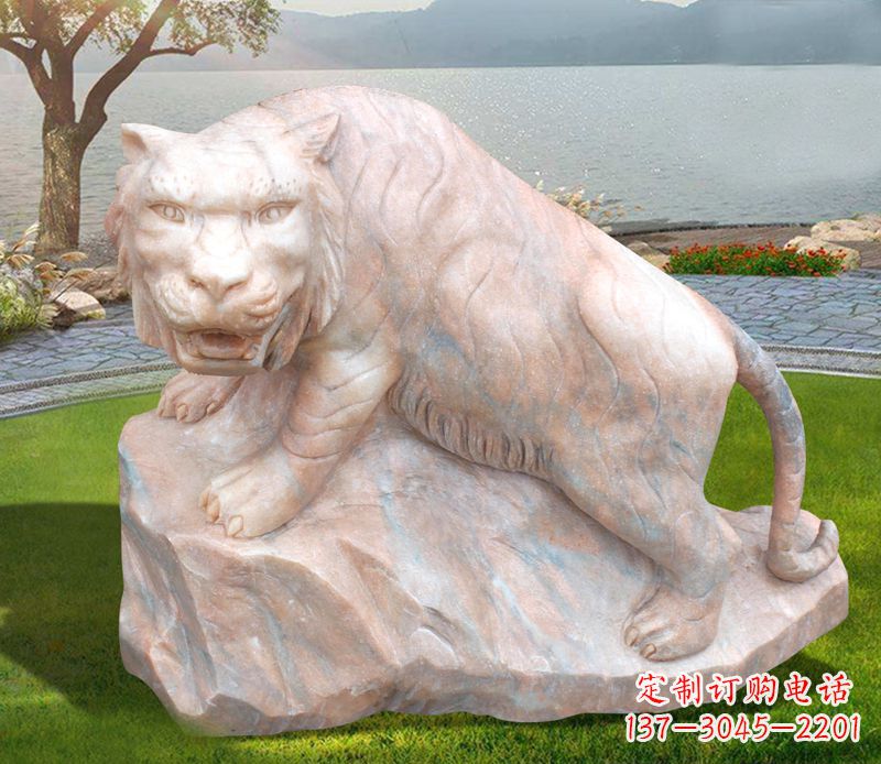 聊城金灿灿的老虎石雕公园动物摆件