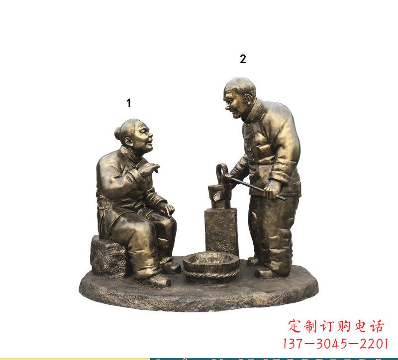 聊城质朴传神的老人铜雕