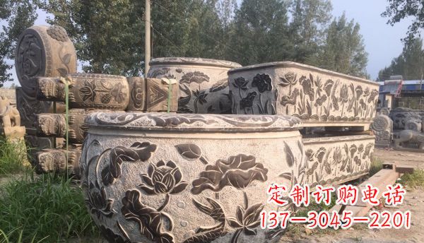 聊城出类拔萃的丝绸石浮雕仿古圆水缸