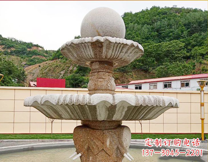 聊城精致莲花石雕喷泉,添点艺术气息