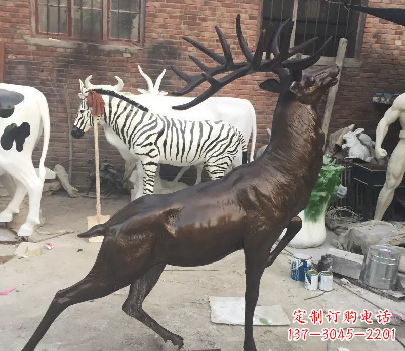 聊城羚羊公园动物铜雕