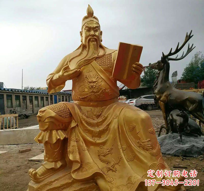 聊城鎏金关公铜雕塑,历久弥新