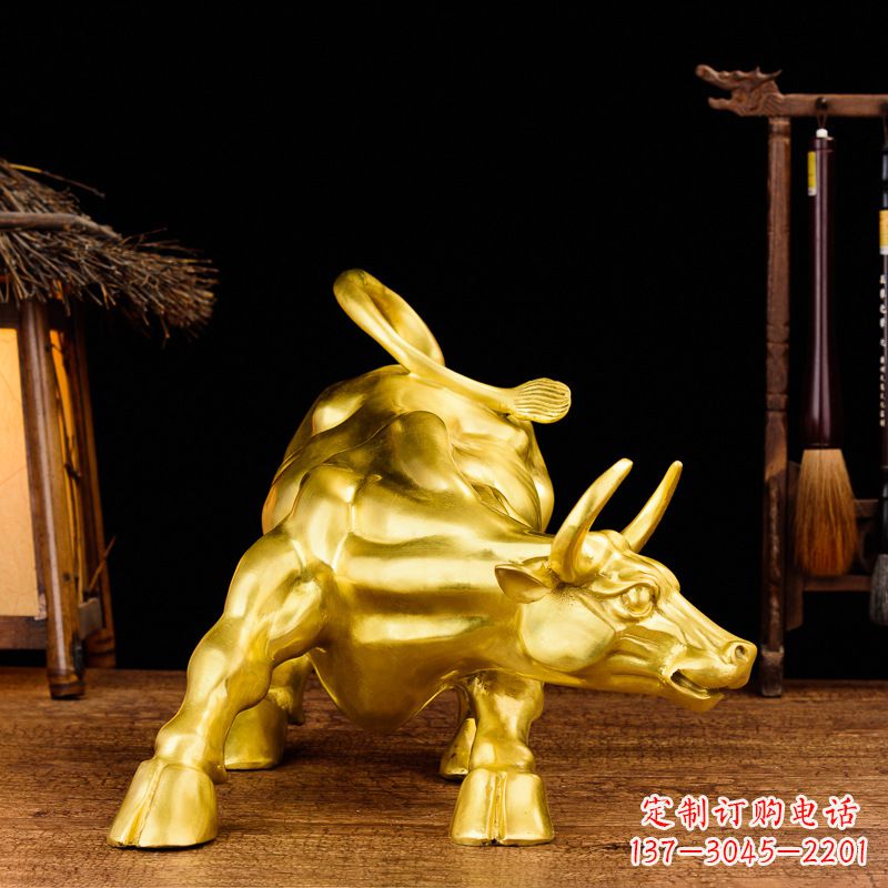 聊城鎏金华尔街铜牛生肖动物雕塑