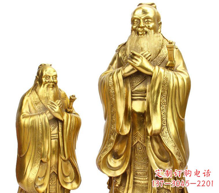 聊城鎏金质感精美孔子铜雕像