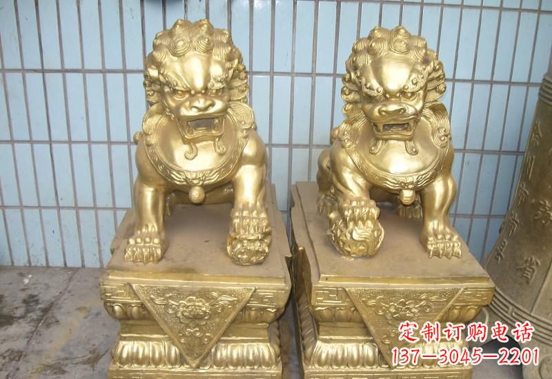 聊城北京狮子雕塑,高雅典雅的手工鎏金铜制品