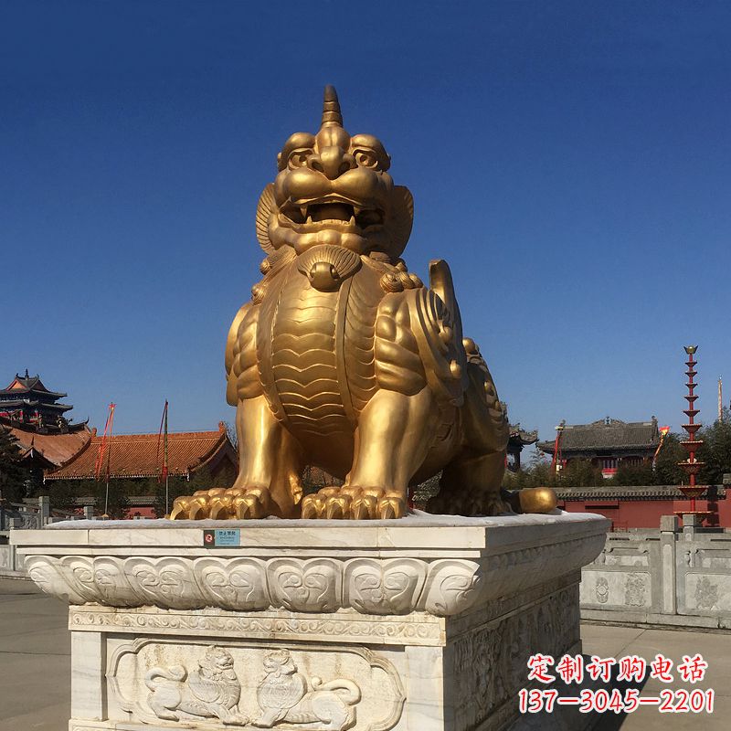 聊城鎏金獬豸铜雕,为您提供精美的景观雕塑