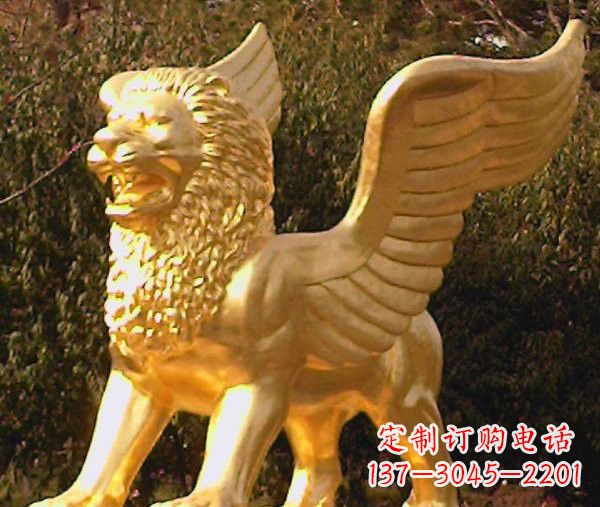 聊城鎏金西洋狮子飞狮铜雕,尊贵非凡