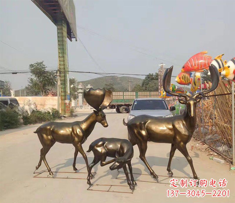 聊城鹿公园动物铜雕