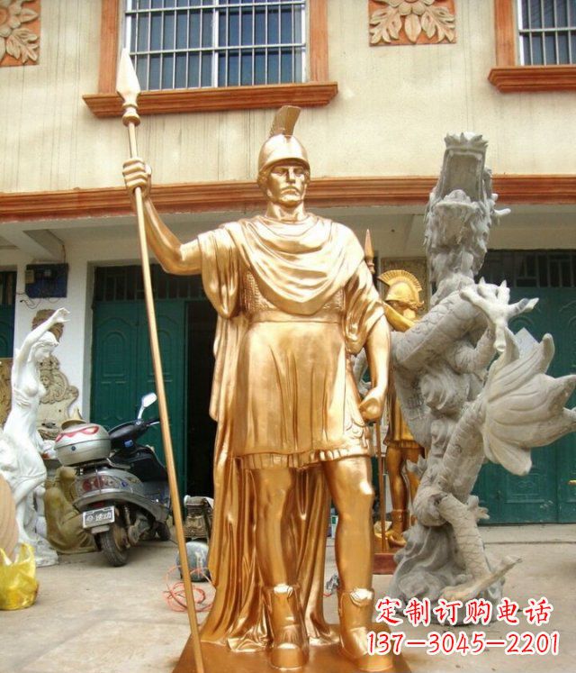 聊城罗马勇士玻璃钢仿铜马雕塑