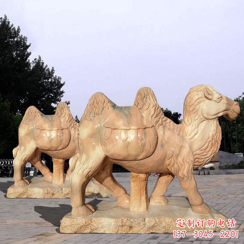 聊城骆驼雕塑晚霞红石雕动物