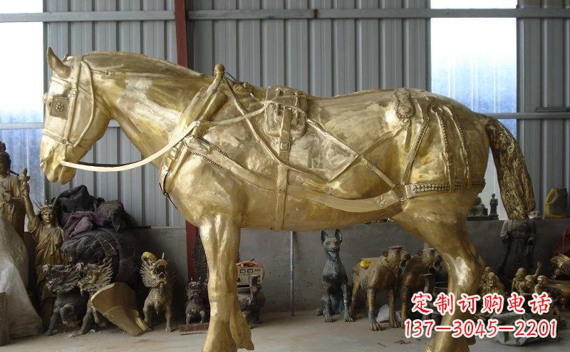 聊城中领雕塑:马拉车铜雕动物精华雕塑