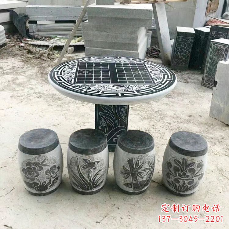 聊城精美梅兰竹菊形石桌凳,无与伦比的艺术美感