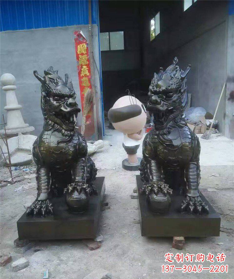 聊城中领雕塑——神兽铜雕麒麟护持您的门口