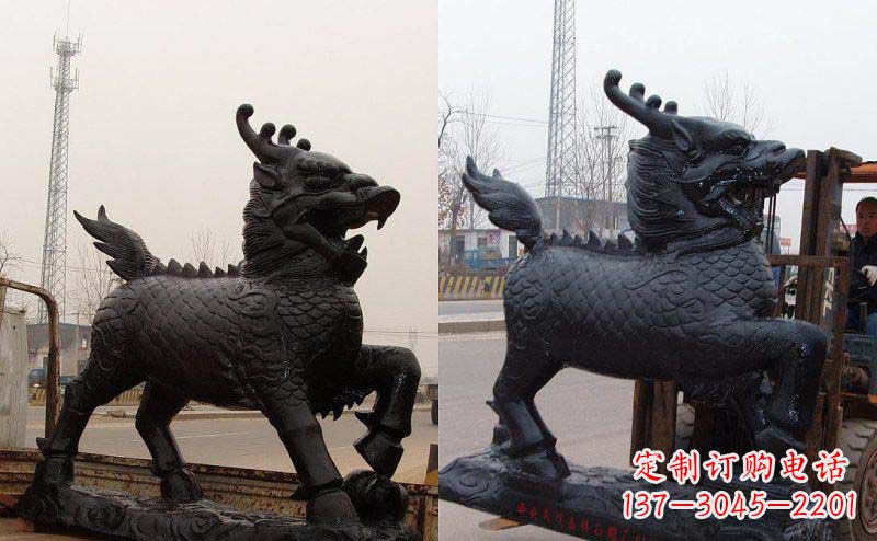 聊城门口麒麟神兽铜雕
