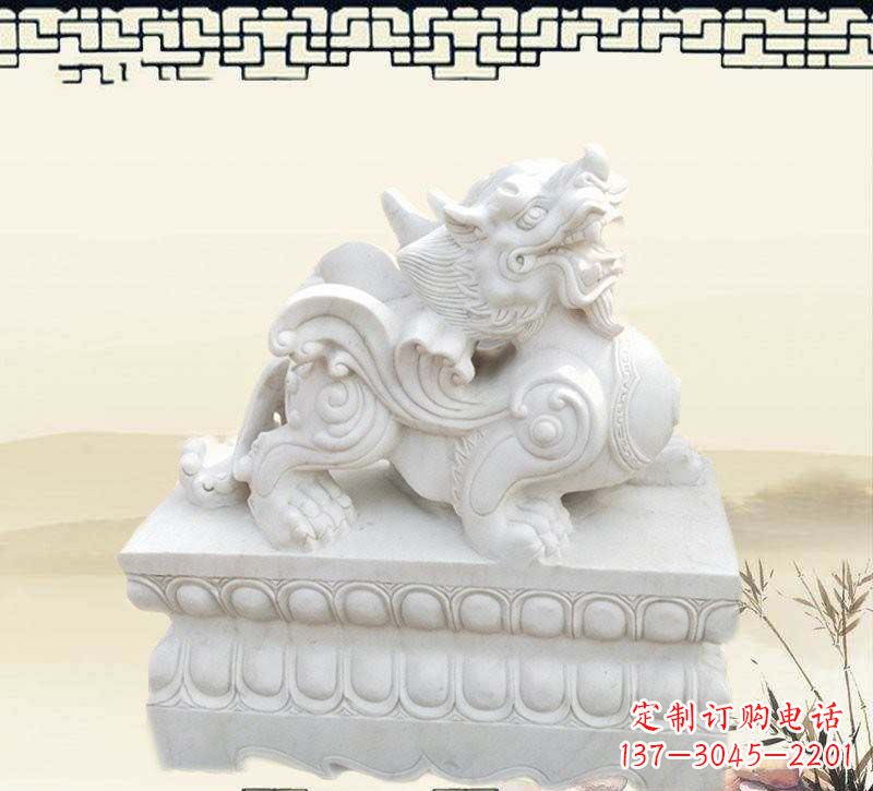 聊城精美貔貅石雕雕塑,烘托家门口的神秘感