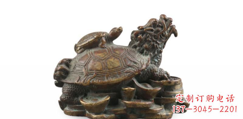 聊城雕塑非凡,铜雕龙龟母子精美