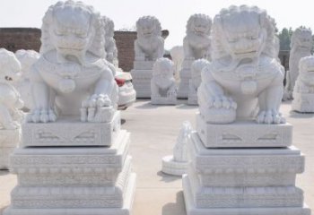聊城汉白玉看门狮子雕塑