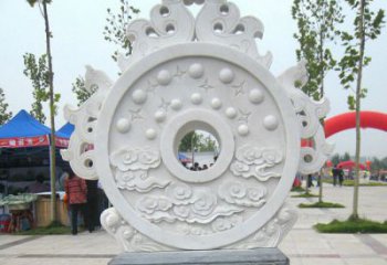 聊城精雕细琢汉白玉双龙石门墩雕塑
