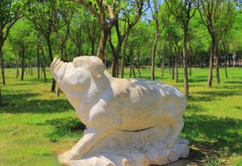 聊城传统十二生肖精美手工猪石雕动物雕塑