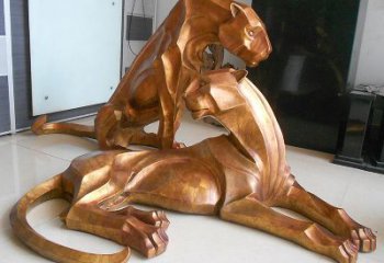 聊城草坪广场商场十二生肖铜雕豹塑