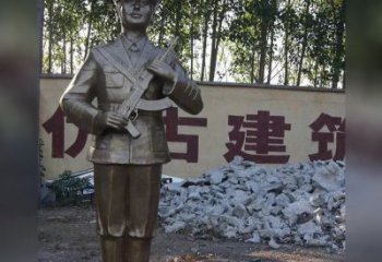 聊城精美纪念，战士铜雕——中领雕塑