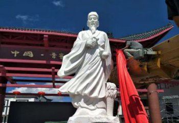 聊城传承医道中的传说——李时珍汉白玉石雕像