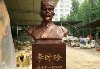 聊城寓意深长精致细节——李时珍校园名人铜雕