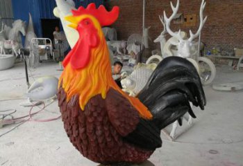 聊城辽宁玻璃钢仿真公鸡雕塑，为现代空间增添生机