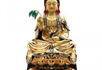 聊城精美鎏金莲花观音纯铜佛像雕塑