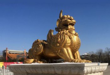 聊城鎏金铜獬豸雕塑-给您的园林更多灵魂