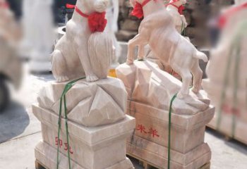 聊城卯兔·晚霞红12生肖石雕兔雕塑