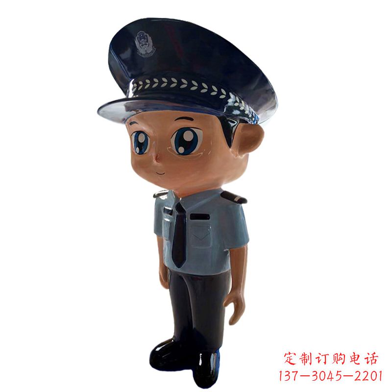 聊城全新警察玻璃钢卡通雕塑
