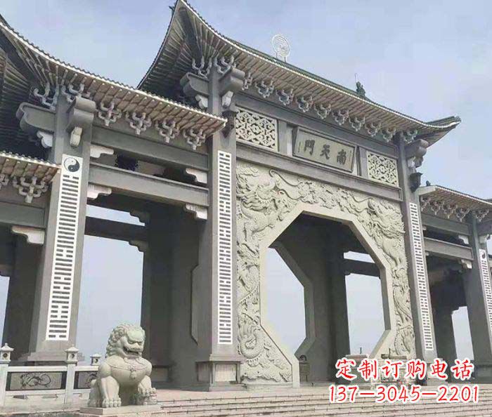 聊城南天门牌坊石雕,工艺精美,精雕细琢