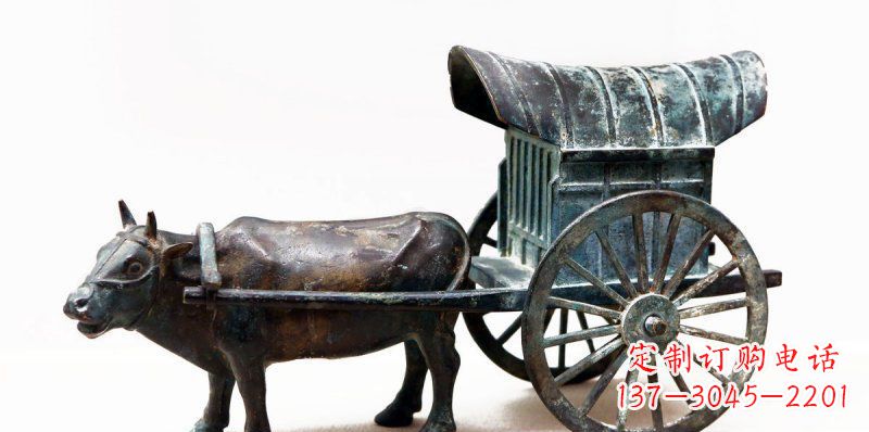 聊城定制牛车景观铜雕塑