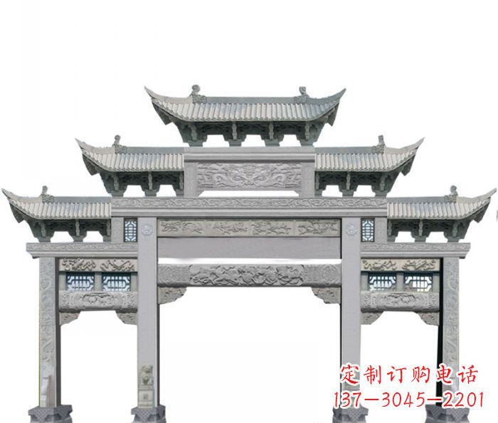 聊城中领雕塑定制式牌坊石雕