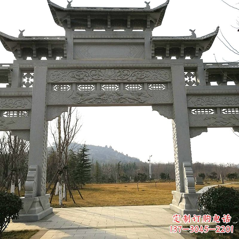 聊城中领雕塑:精致石牌坊雕塑