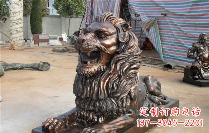 聊城汇丰狮子铜雕,体现高贵气质