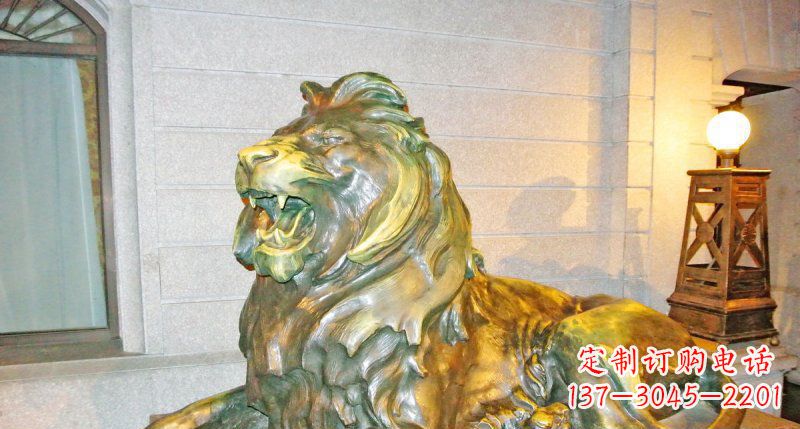 聊城趴着的西洋狮铸铜狮子铜雕