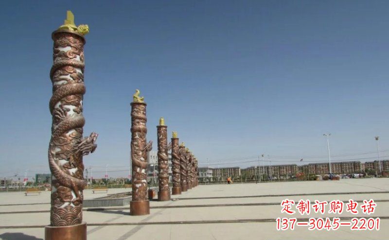 聊城中领雕塑|专业定制盘龙柱广场柱子铜雕