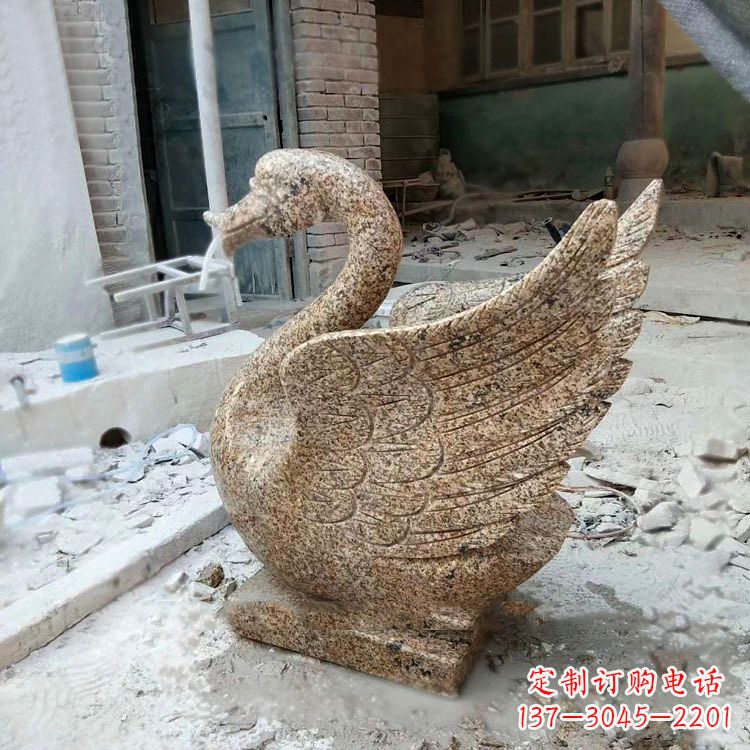 聊城应用天鹅花岗岩制作的喷水雕塑