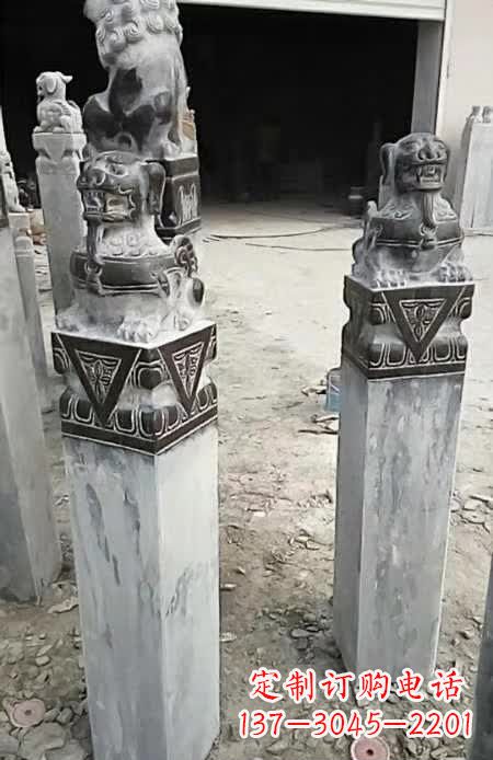 聊城精美的貔貅栓马桩雕塑