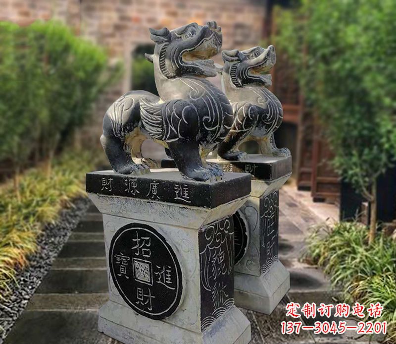聊城貔貅石雕小区看门雕塑