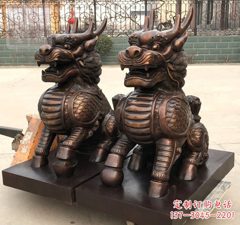 聊城高雅定制辟邪铜麒麟雕塑