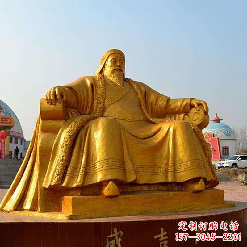 聊城雕刻古代传奇军事家成吉思汗铜雕像