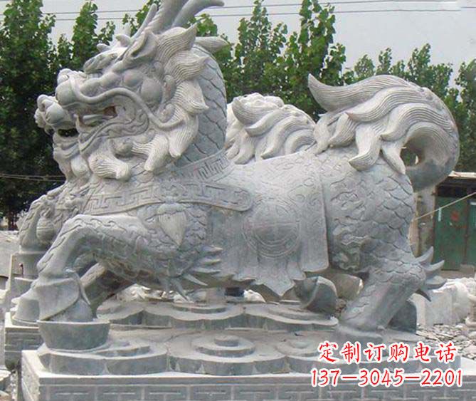 聊城古典麒麟招财神兽石雕,传承古典非凡财富之美