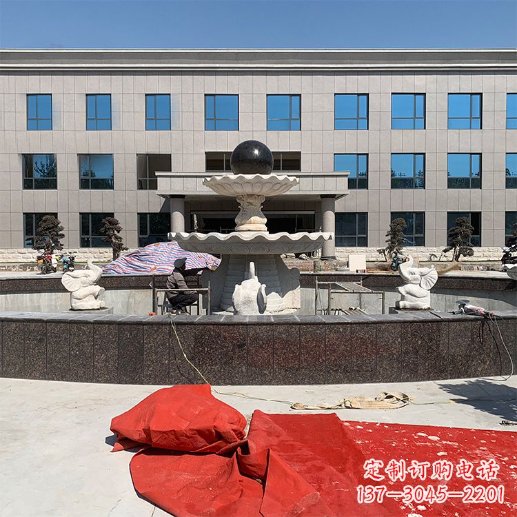 聊城中领雕塑:招财石雕喷泉雕塑