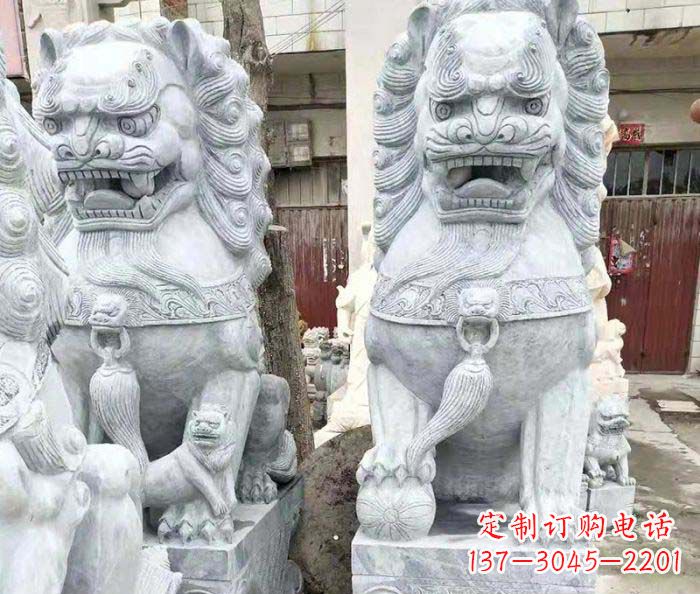 聊城企业景观大理石狮子石雕 (2)